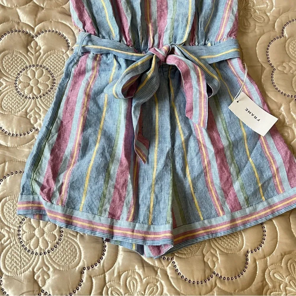 Frame Linen Striped Romper NEW Size Small - Picture 8 of 10
